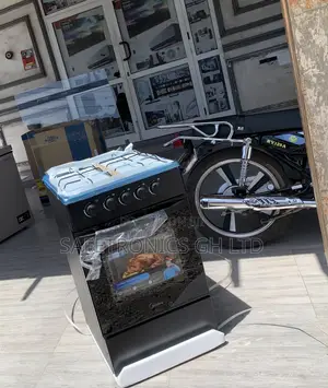 Elegant Black Midea 4 Burner Gas Cooker Lack Mirror