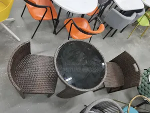 Space-Saving Round Rattan Bistro Set,(2 Seater Dining Set)