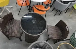Space-Saving Round Rattan Bistro Set,(2 Seater Dining Set)