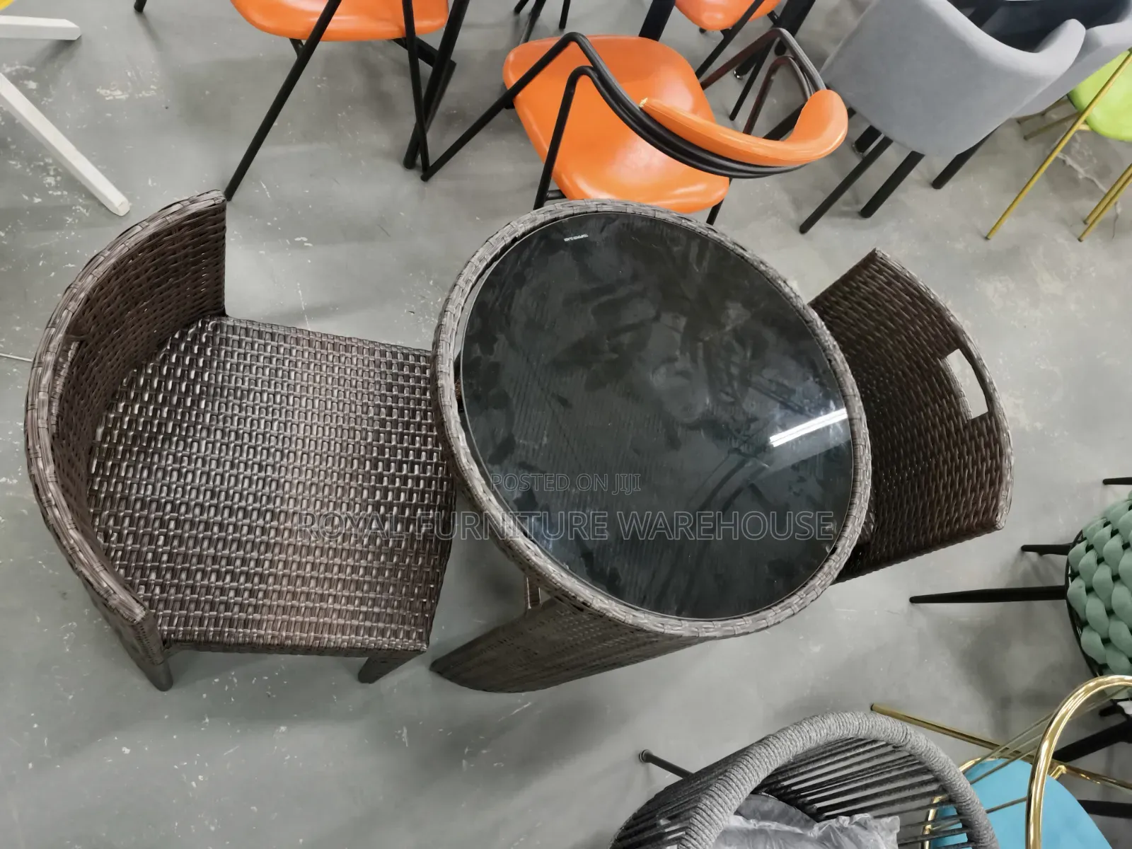 Space-Saving Round Rattan Bistro Set,(2 Seater Dining Set)