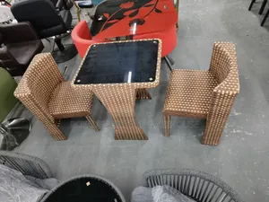 Space-Saving 3-Piece Woven Rattan Bistro Set (2 Seater Dining Set)
