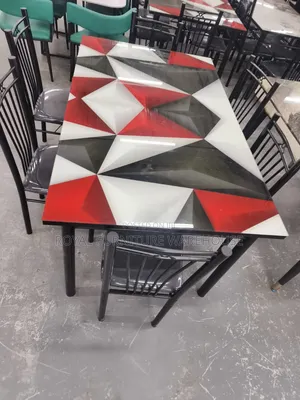 Modern 3d Geometric Glass-Top Dining Table (6 Seater)