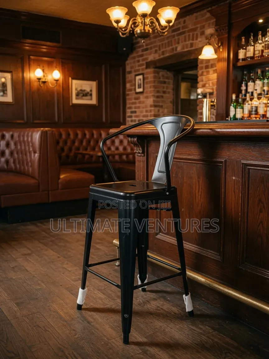Classic Black Tolix-Style Bar Stool With Armrests Industrial Pub Chair
