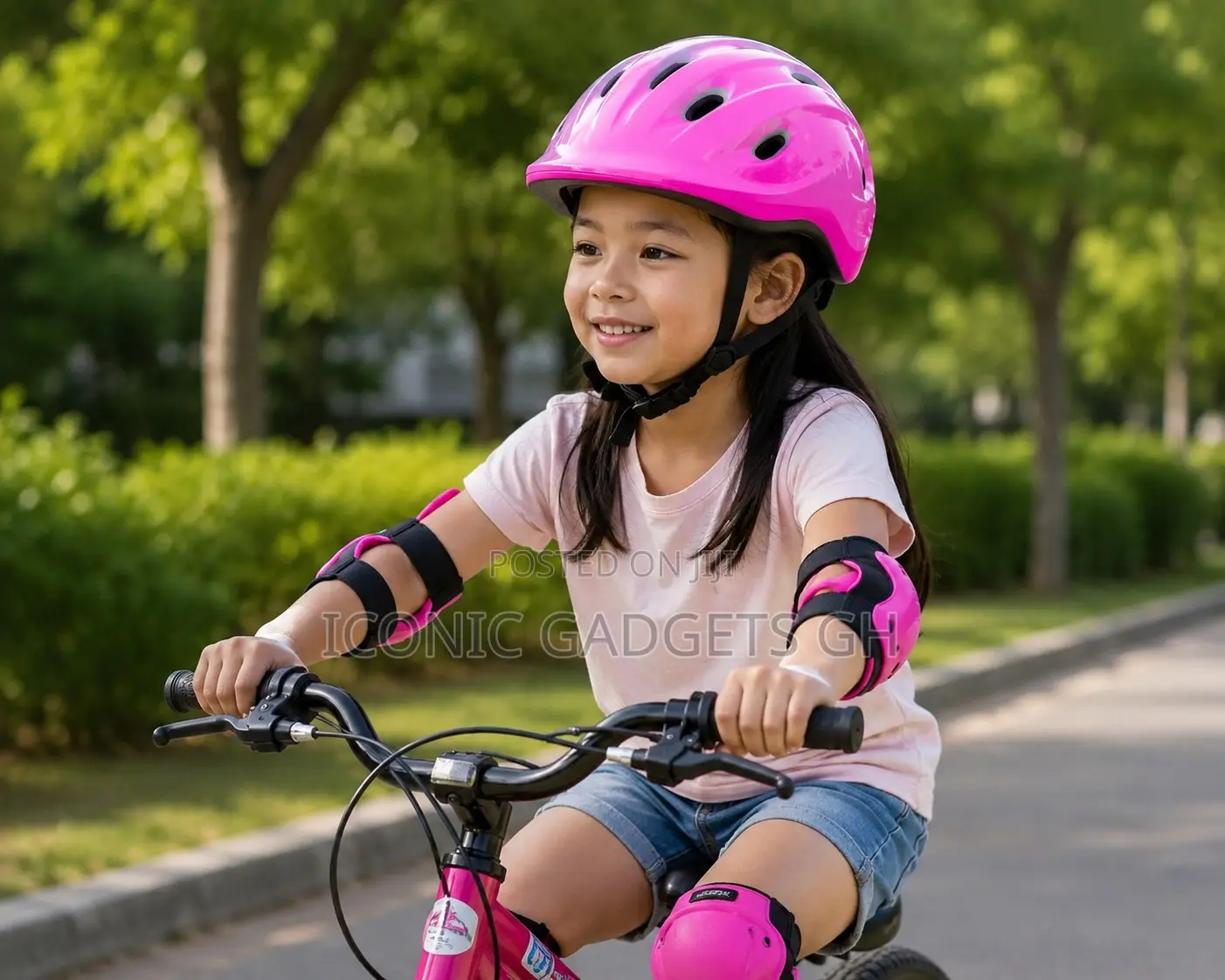 Kids Sports Safety Gear Set – Pink Helmet & Pads