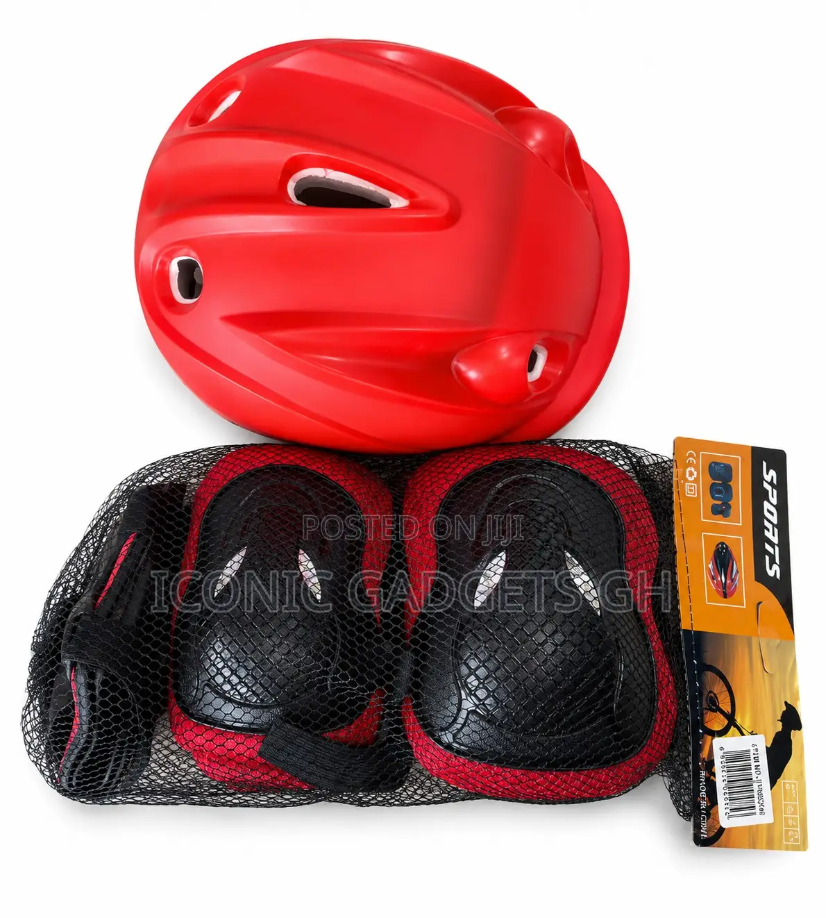 Kids Sports Safety Gear Set – Red Helmet & Pads
