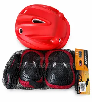 Kids Sports Safety Gear Set – Red Helmet & Pads