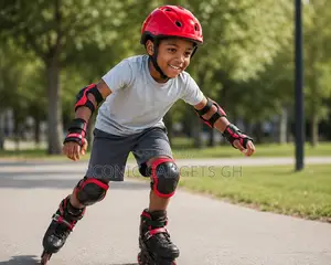 Kids Sports Safety Gear Set – Red Helmet & Pads