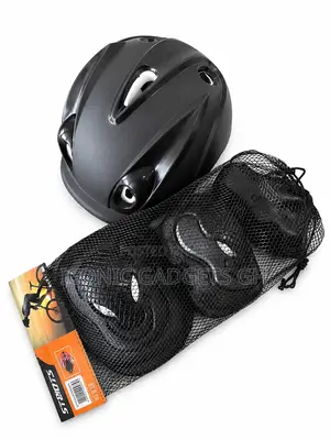 Kids Sports Safety Gear Set – Black Helmet & Pads