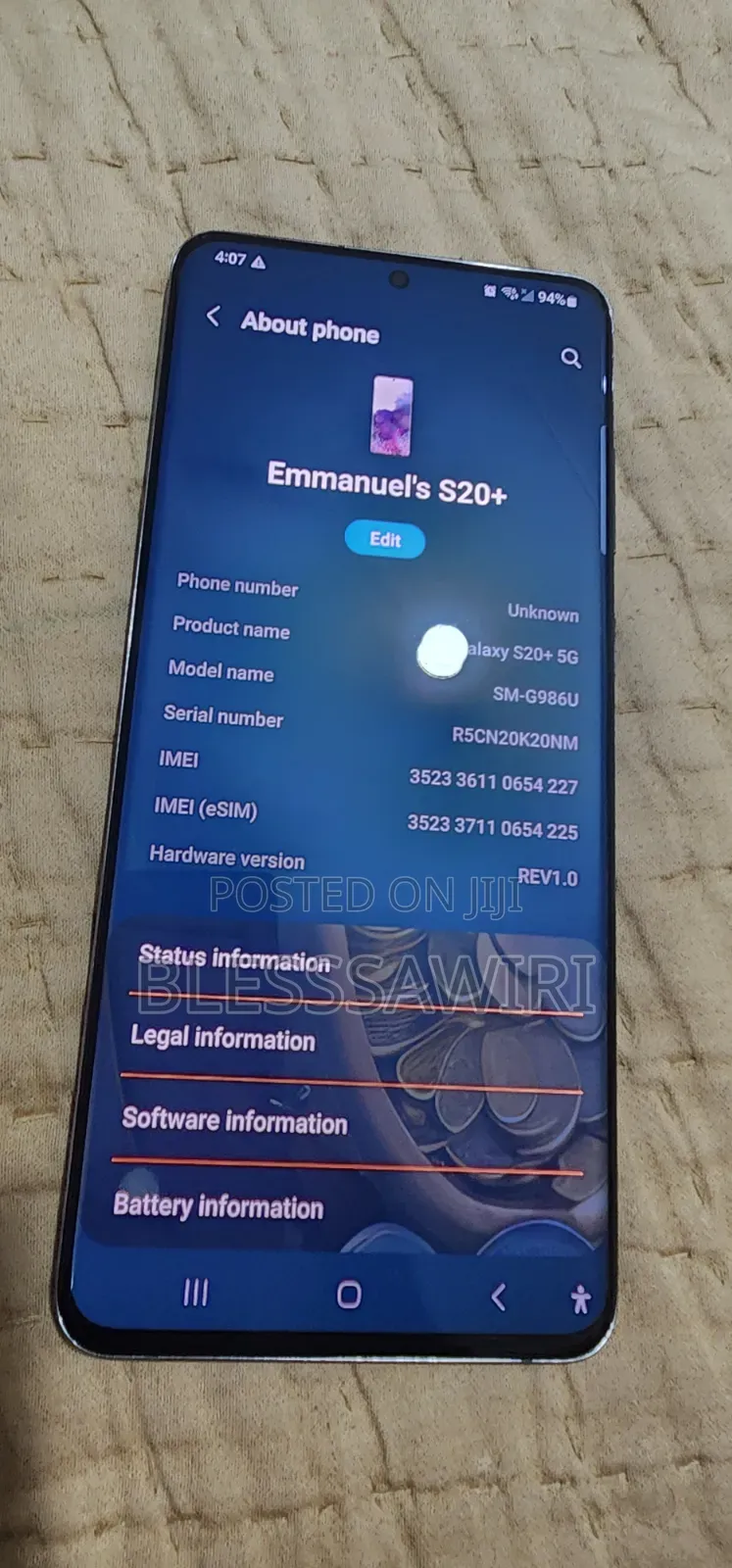 Samsung Galaxy S20+ 5G 128 GB Gray