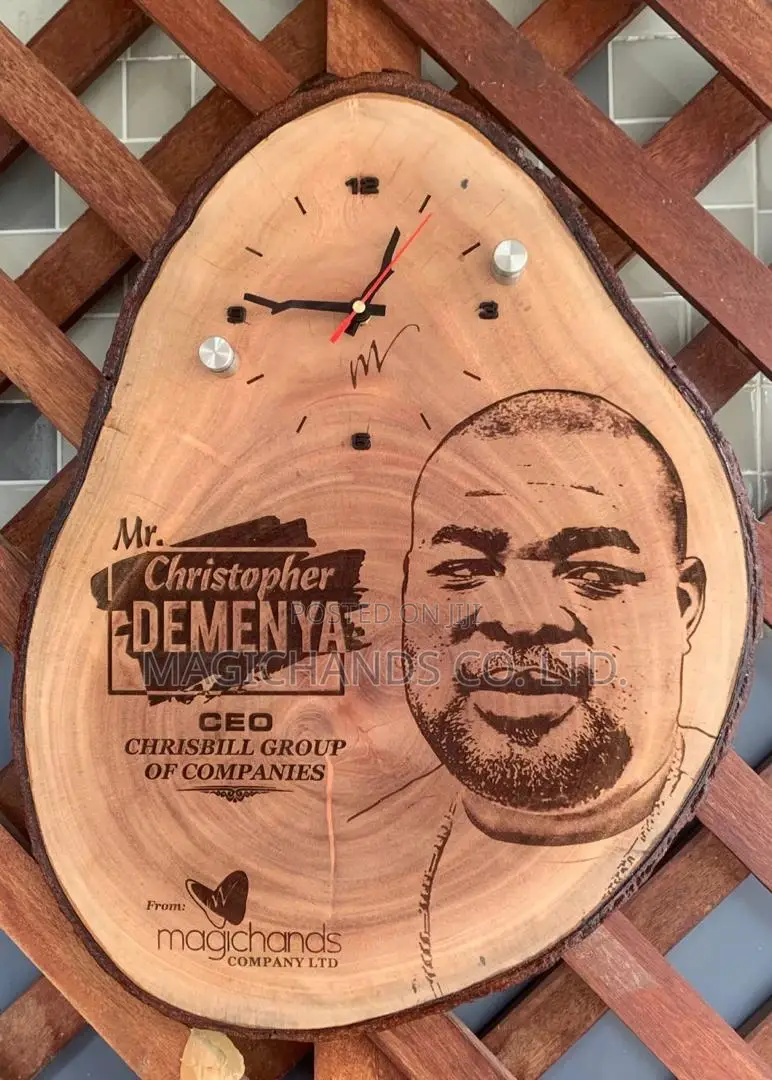 Wooden Portrait With Clock