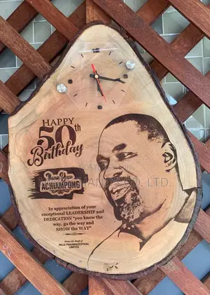 Wooden Portrait With Clock