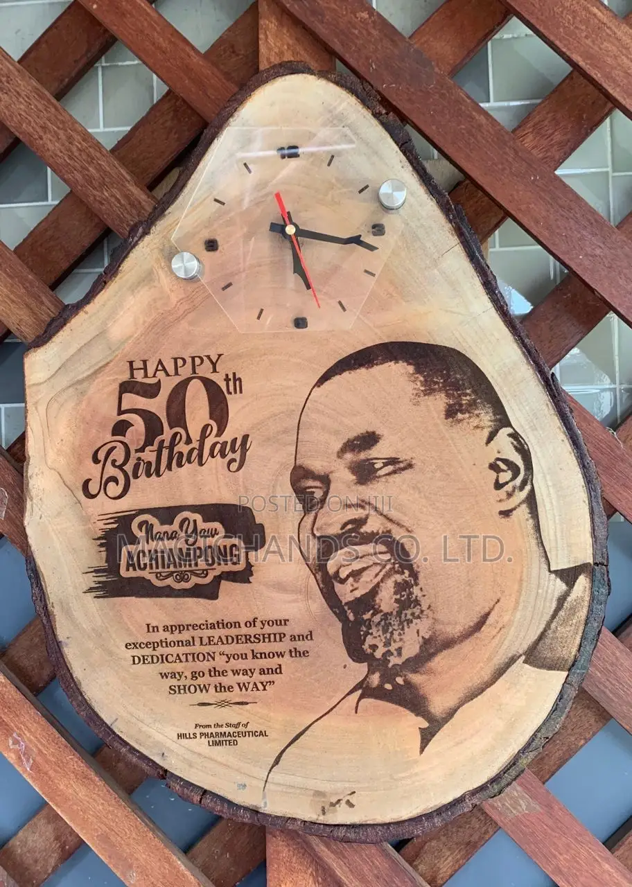 Wooden Portrait With Clock
