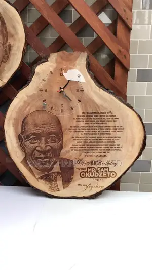 Wooden Portrait With Clock