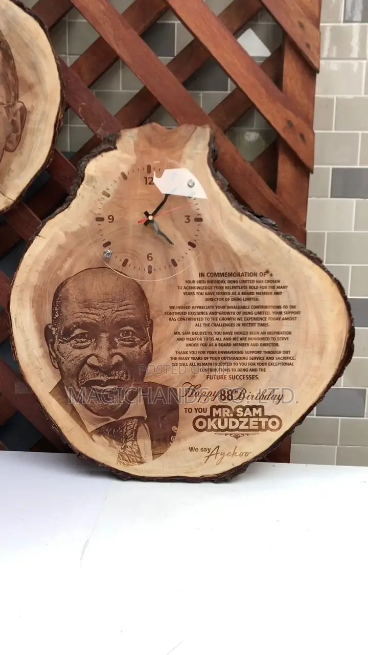 Wooden Portrait With Clock