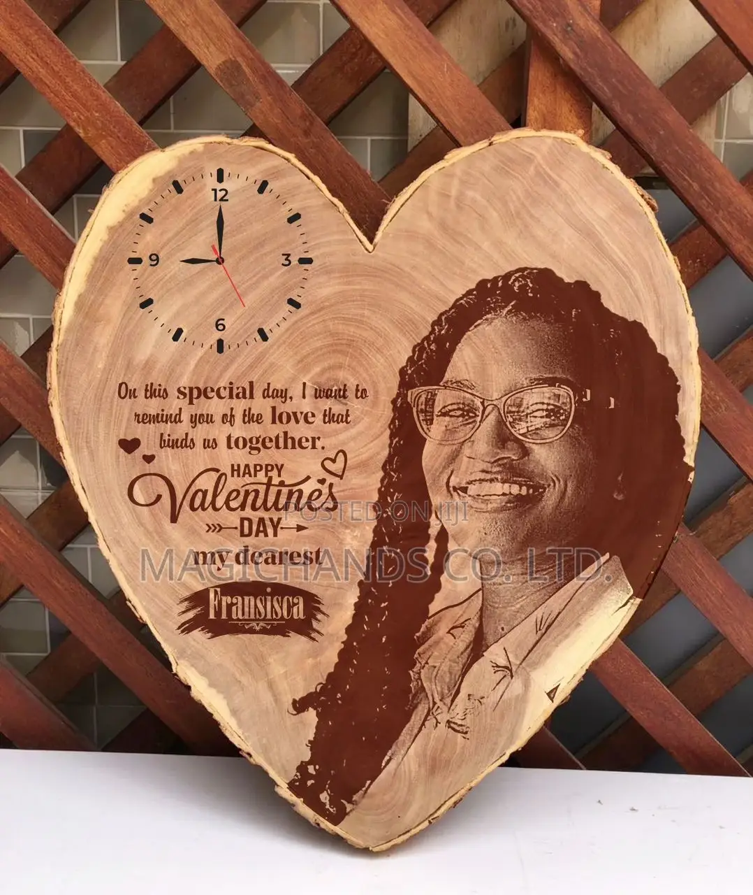 Wooden Portrait With Clock