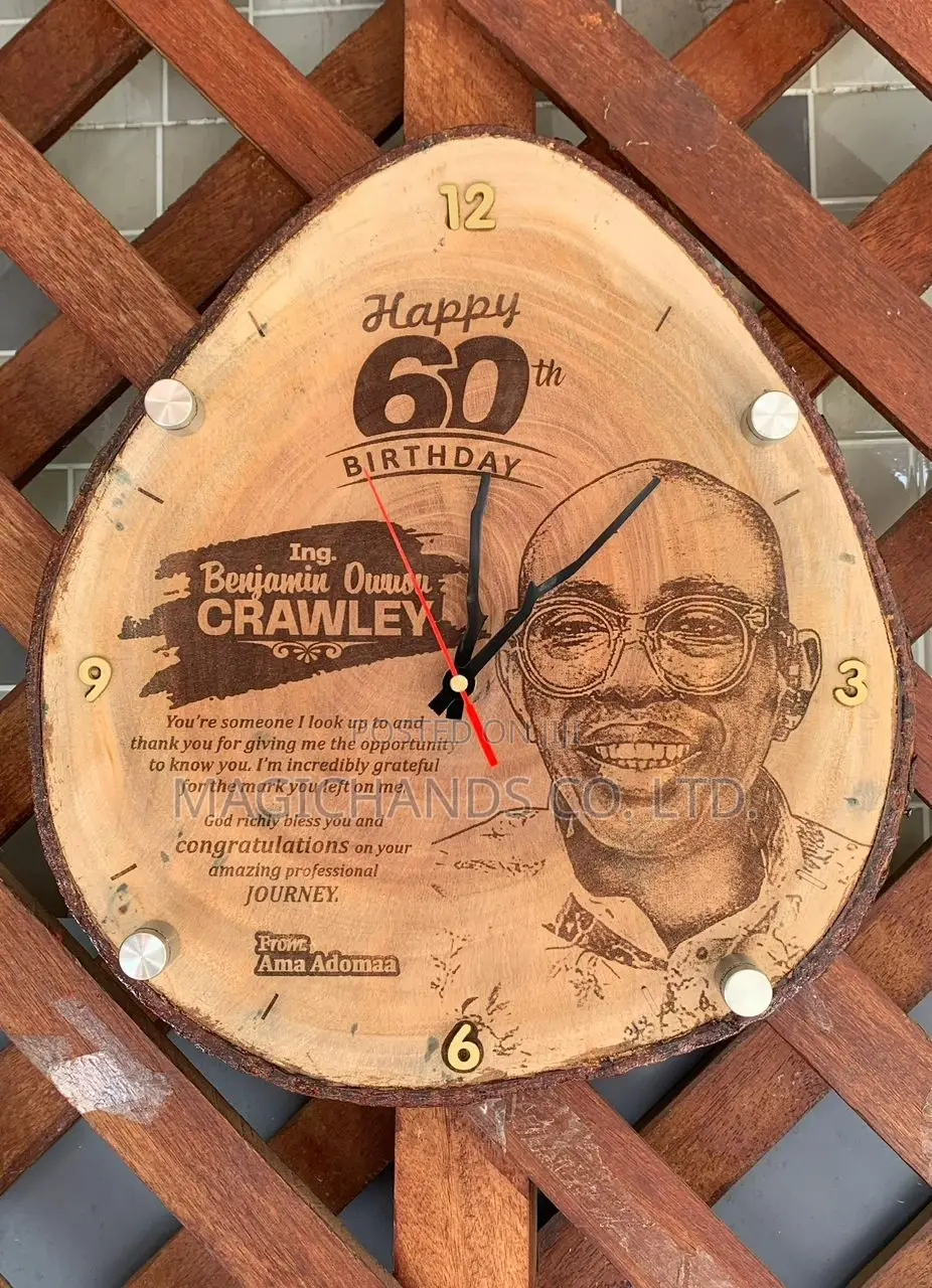 Wooden Portrait With Clock