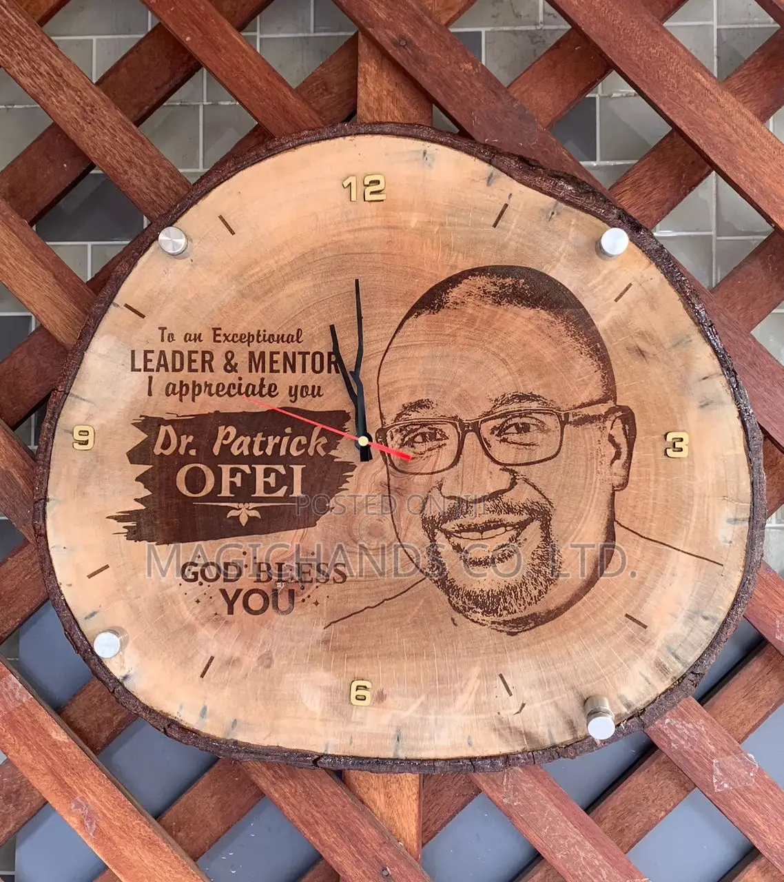 Wooden Portrait With Clock