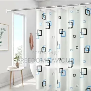 Premium Shower Curtain With Modern Black Bathroom Faucet