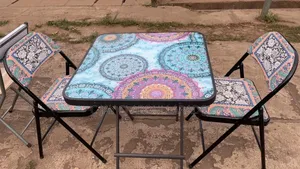 Folding Glass Design Table With Chairs