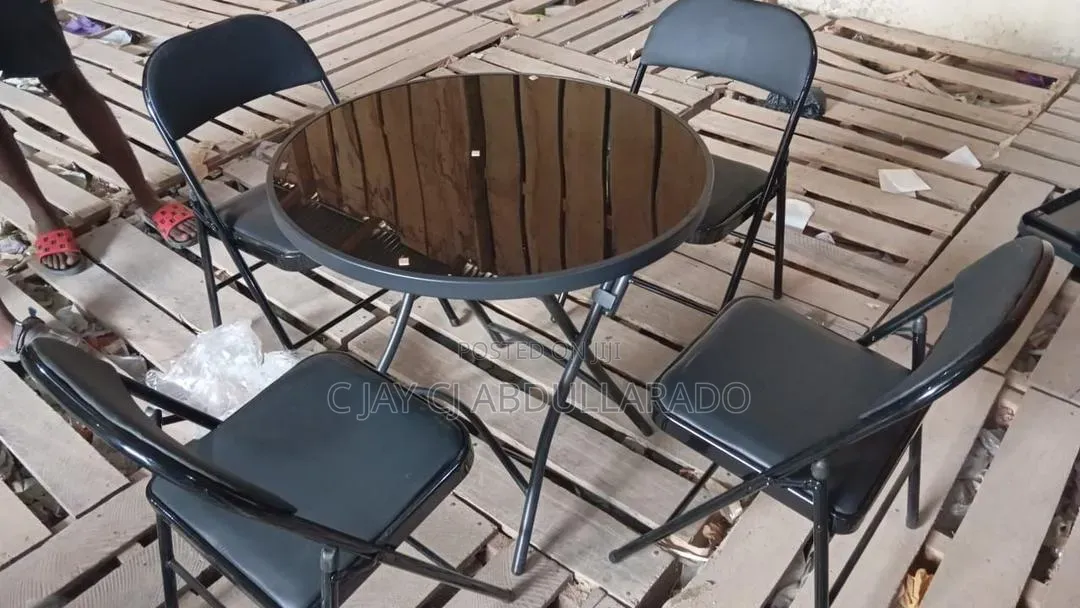 Folding Glass Metal Table With Chairs