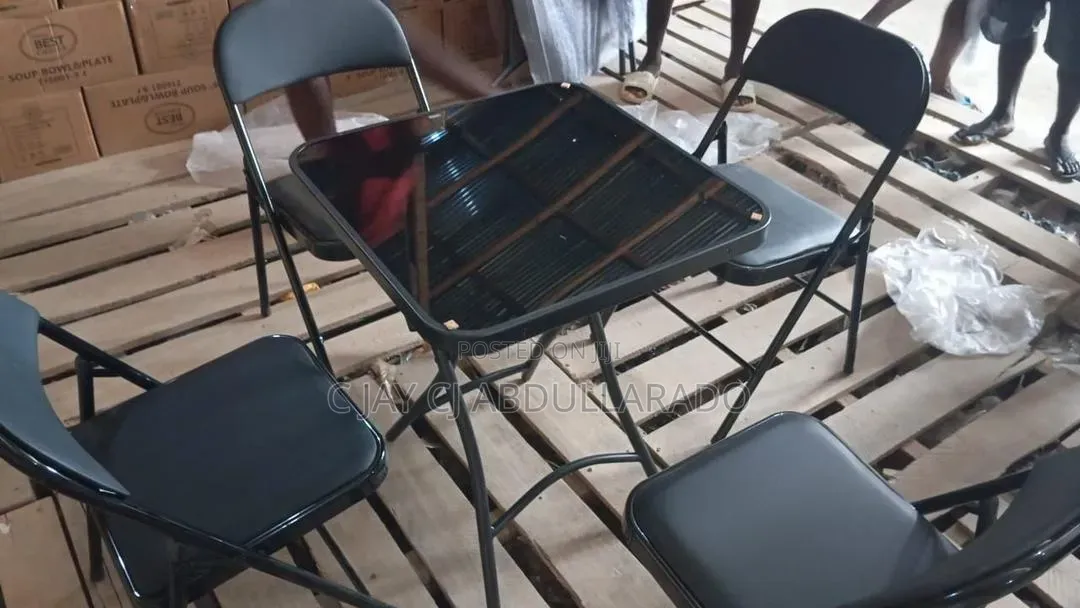 Folding Glass Metal Table With Chairs