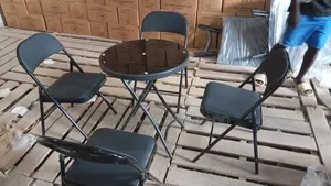 Folding Glass Metal Table With Chairs