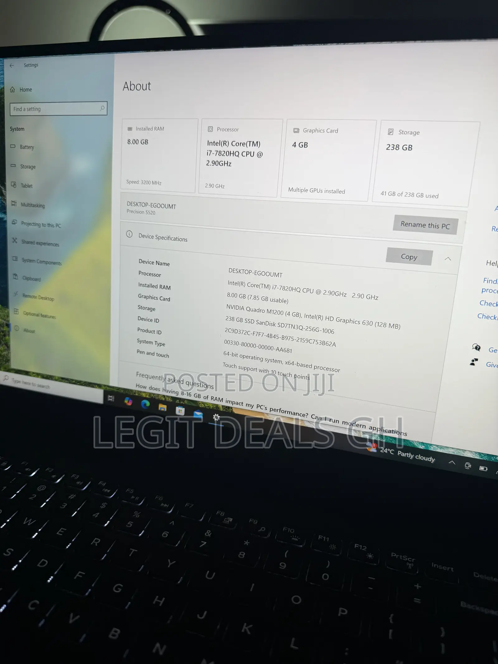 Laptop Dell Precision 15 5520 8GB Intel Core i7 SSD 256GB