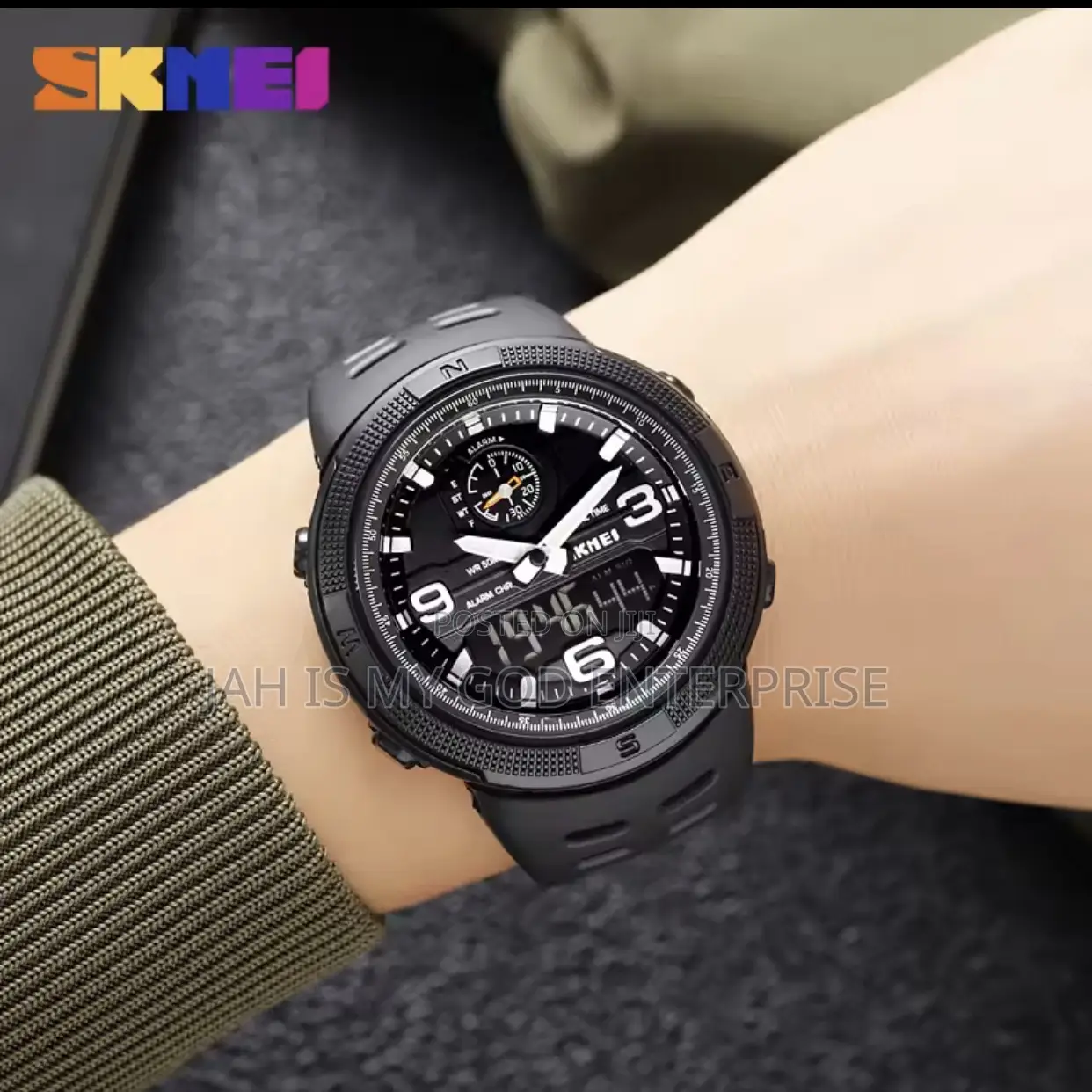 Skmei Sports Dual Display Waterproof Digital Watch for Men- Black