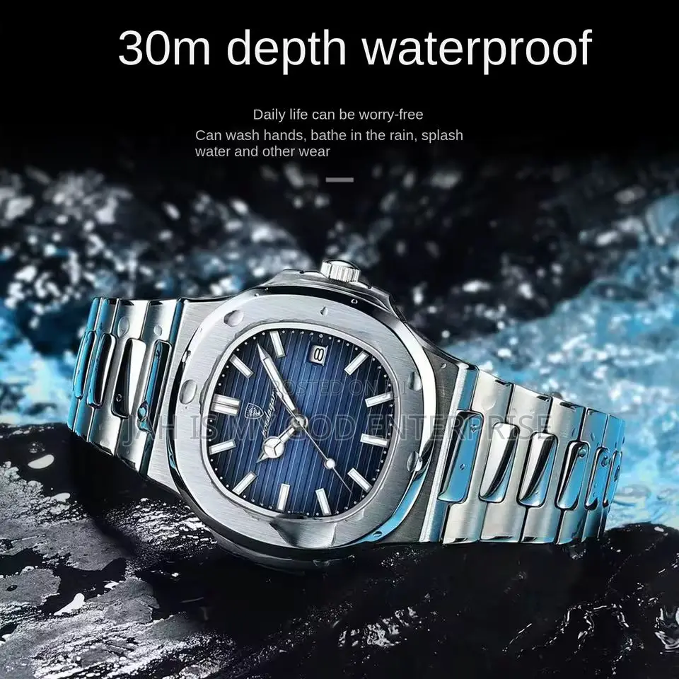 Poedagar 613 Square Luxury Men Chain Wristwatch-Silver Blue