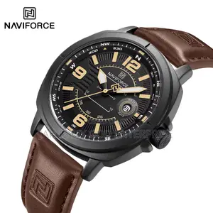 Naviforce Nf8078 Men Quartz Waterproof Clocks Reloj Hombre-Brown Black