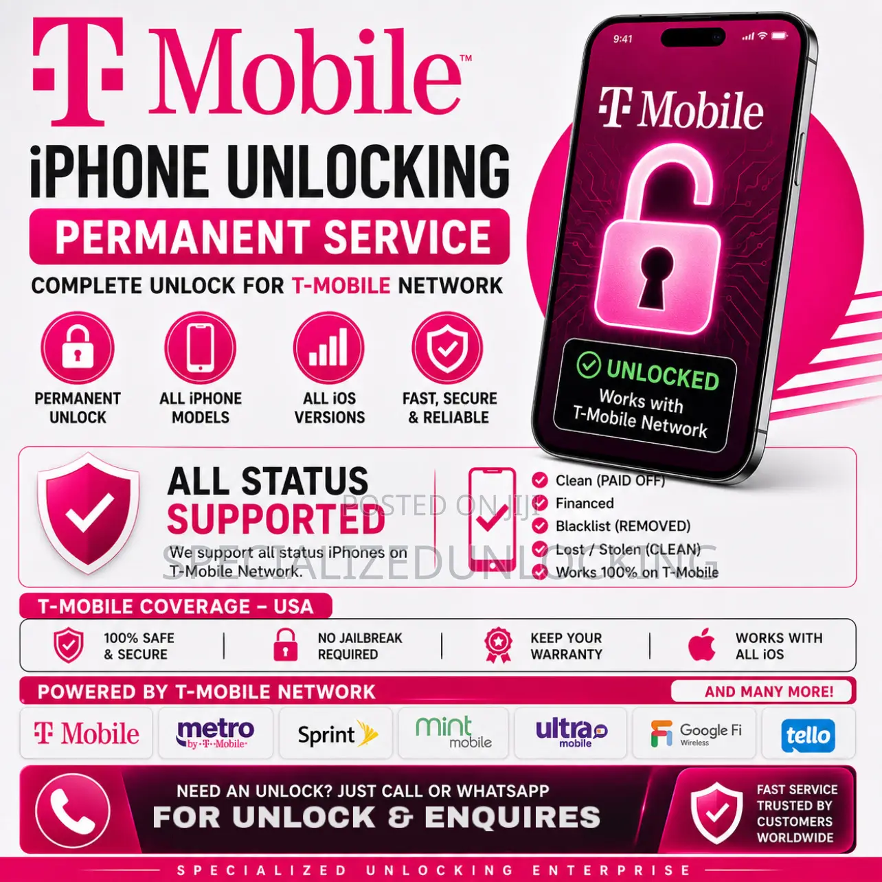 T-Mobile All iPhone Esim Unlocking Permanently