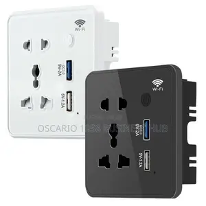 Smart Tuya Wifi Smart Wall Sockets With Glass Model Dual Usb 5-Hole