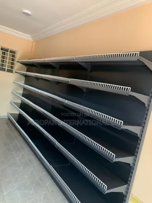 Black and White Supermarket Shelves in Different Sizes and Colors
