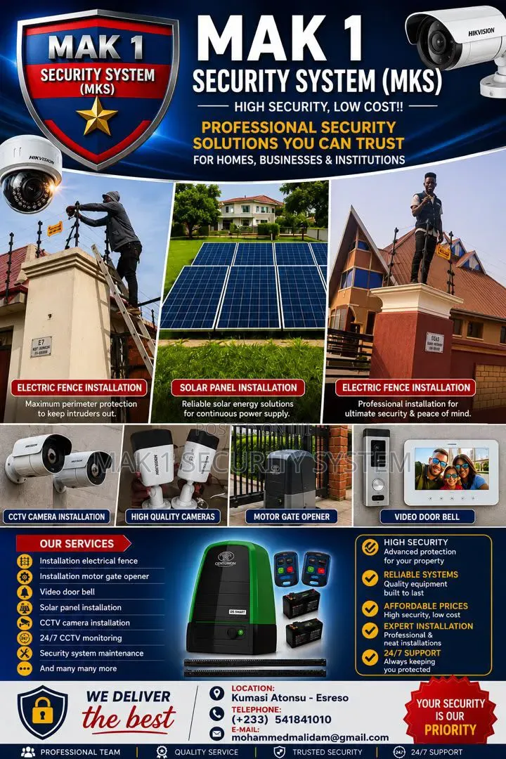 Remote Gate Opener, CCTV Camera, Electric Fence Installation