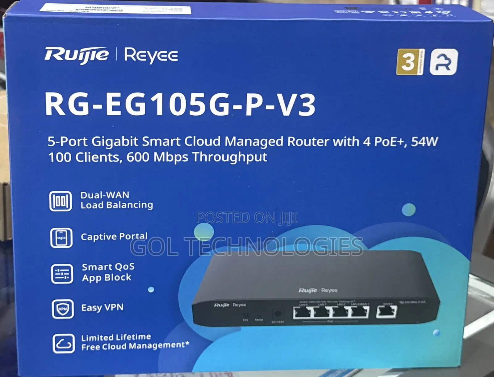 Ruijie Rg-Eg105g-P-V3 5-Port Gigabit Smart Cloud Managed Router