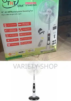 TNT Star 18 Inch Rechargeable Fan With Led Light and Adjustable Speed