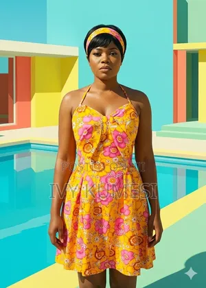 Retro Summer Floral Halter Mini Dress