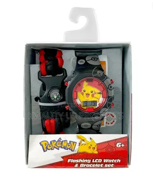 Pokémon Pikachu Kids LCD Flashing Watch and Survival Bracelet Set
