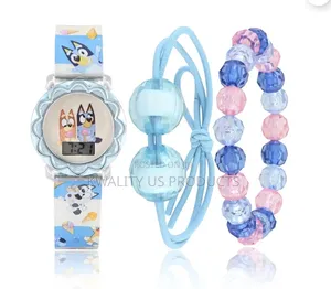Bluey Kids Unisex LCD Flashing Watch and Bracelet Set
