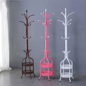 Metal Freestanding Coat Rack With Two-Tiered Shelving