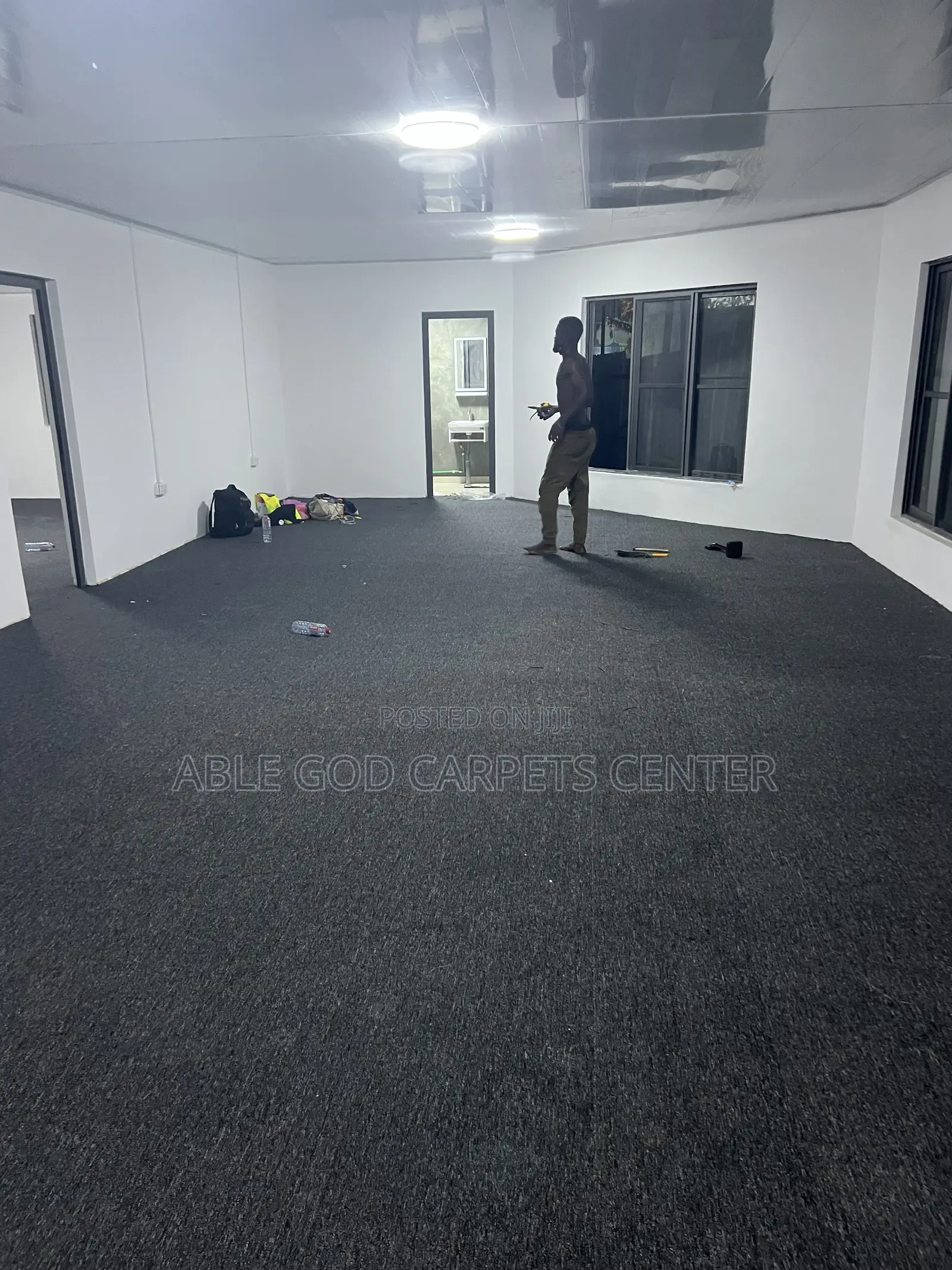 Office Woolen Carpet Dark Gray