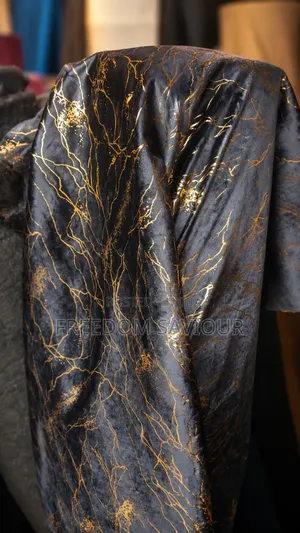 Luxury Black Gold Marble Velvet Upholstery Fabric