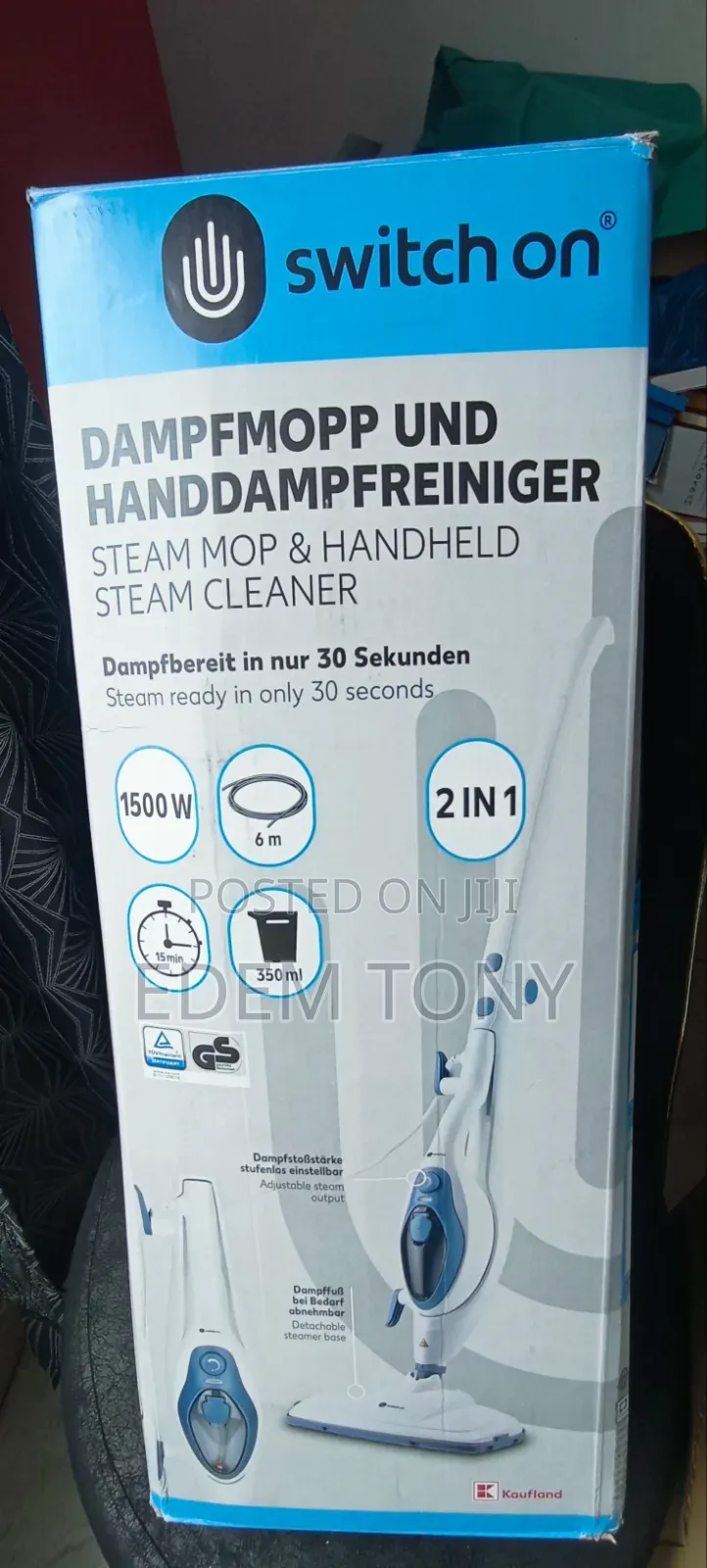 Switch on Steam Mop Handheld Cleaner Is a 2-in-1 Device- 350ml Tank