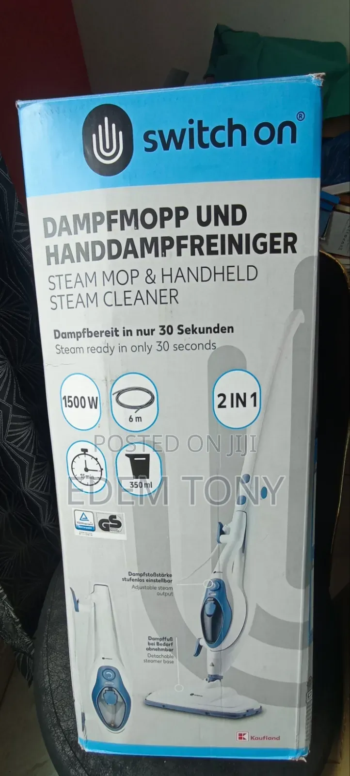 Switch on Steam Mop Handheld Cleaner Is a 2-in-1 Device- 350ml Tank