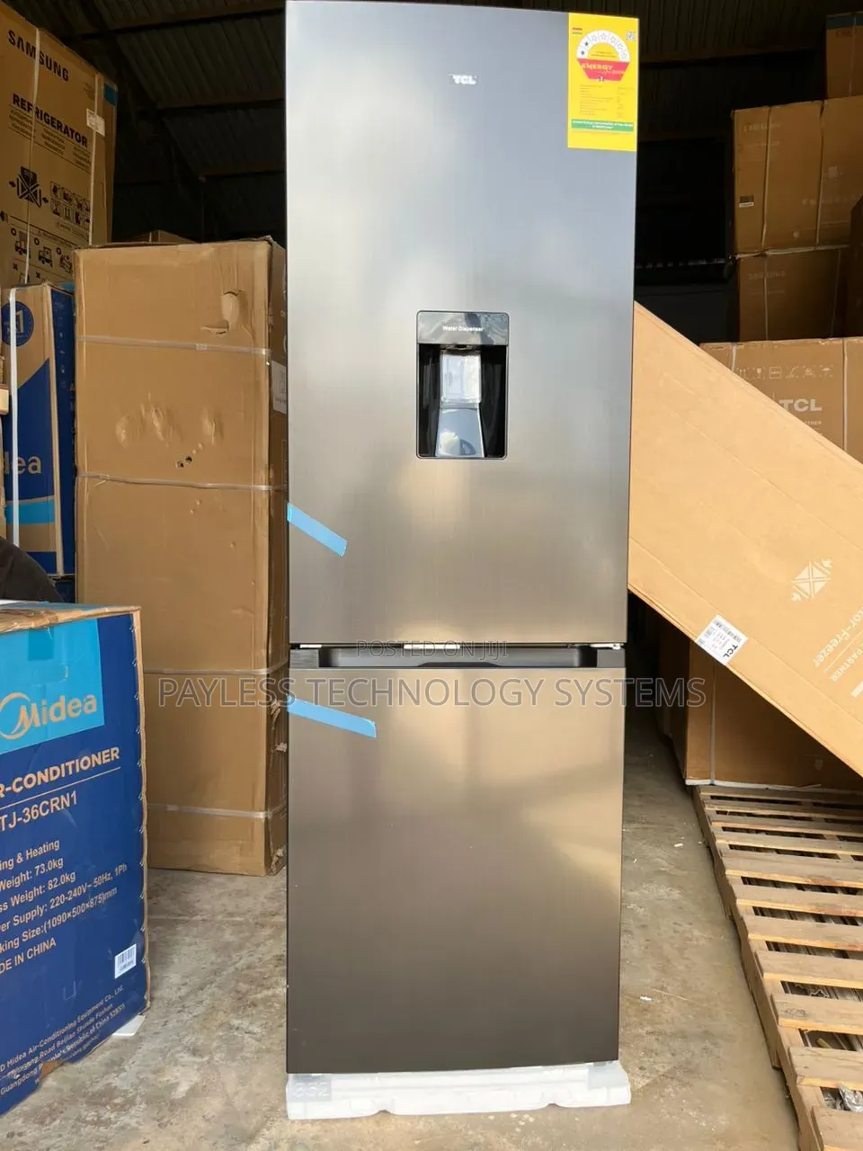 TCL 309ltrs Double Door Bottom Mount Fridge With Water Dispenser