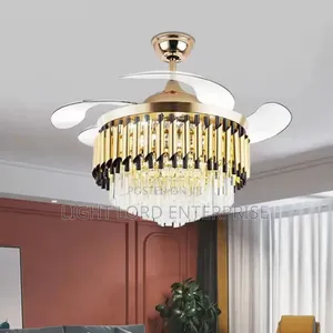 Black Member Gold Body Chandelier Light With Remote Control