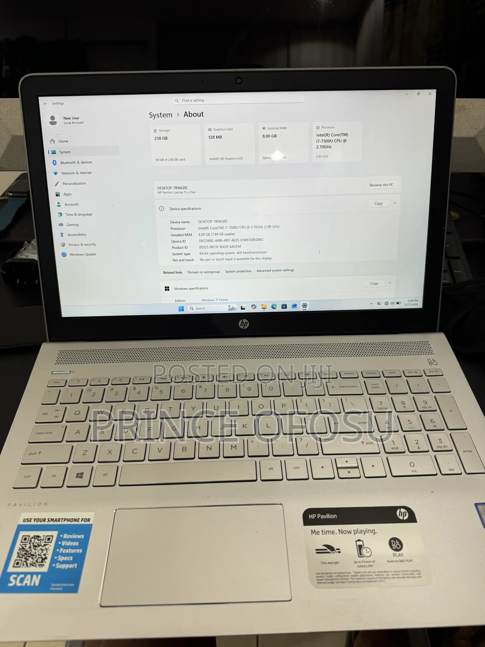 Laptop HP Pavilion 15 8GB Intel Core i7 HDD 256GB