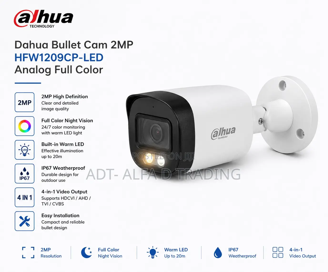 Dahua Bullet Cam 2mp-hfw1209cp-led Analog Full Color