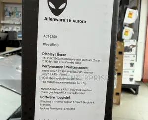 New Laptop Alienware 16 Aurora 16GB Intel Core 7 SSD 1T