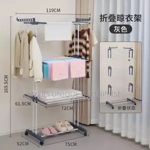 Foldable 3-Tier Clothes Rack,Space Saving Design